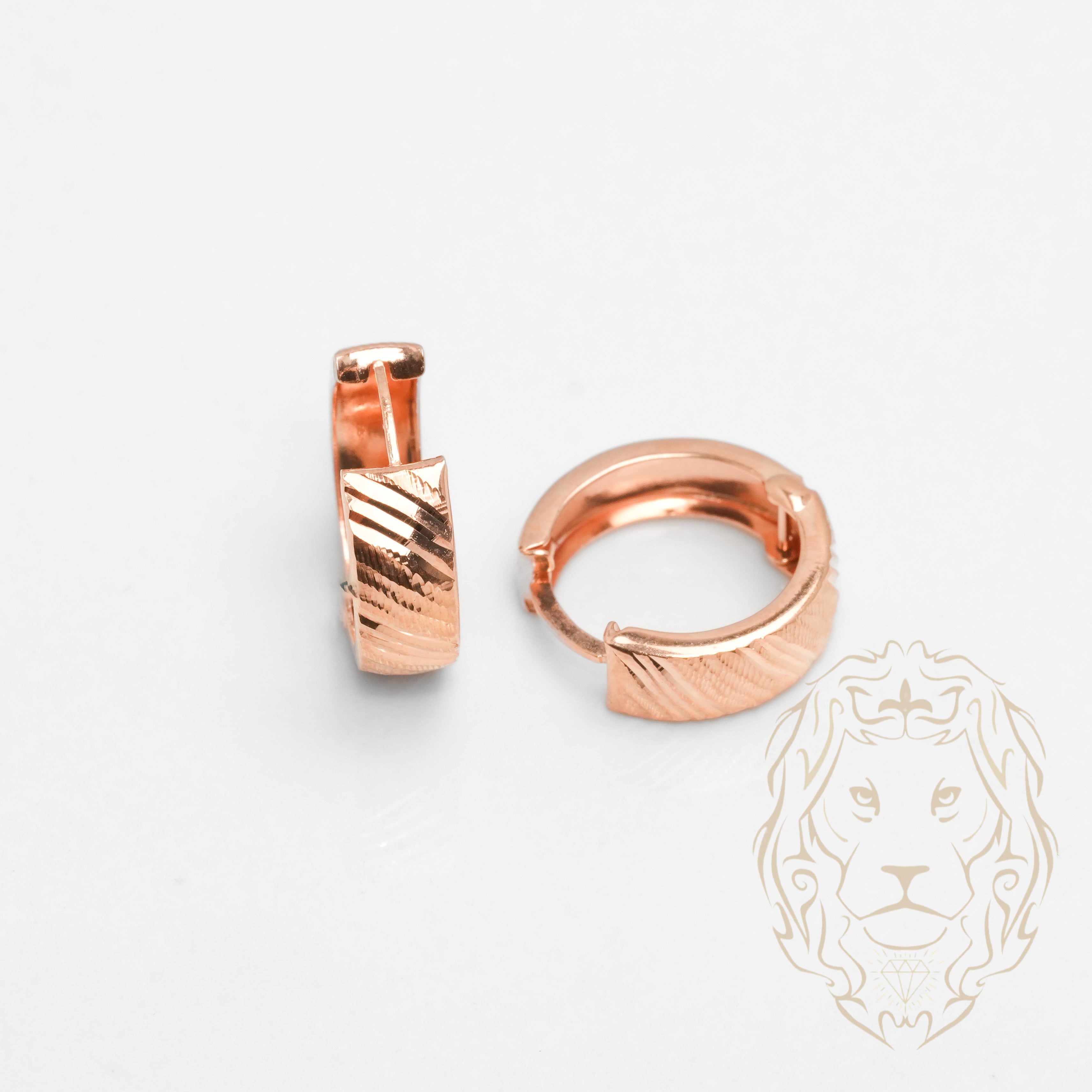 Hoops - Or 10K rose diagonal coupe diamant 5mm X 11mm - BOG871