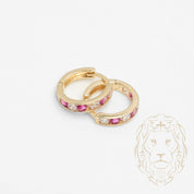 Huggies - Or 10K jaune pierres roses cz serties en canal 3mm X 10mm - BOG877