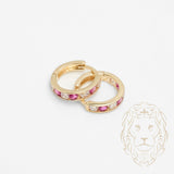 Huggies - Or 10K jaune pierres roses cz serties en canal 3mm X 10mm - BOG877