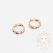 Huggies - Or 10K jaune pierres roses cz serties en canal 3mm X 10mm - BOG877