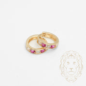 Huggies - Or 10K jaune pierres roses cz serties en canal 3mm X 8mm - BOG879