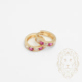 Huggies - Or 10K jaune pierres roses cz serties en canal 3mm X 8mm - BOG879