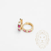 Huggies - Or 10K jaune pierres roses cz serties en canal 3mm X 8mm - BOG879