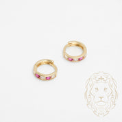 Huggies - Or 10K jaune pierres roses cz serties en canal 3mm X 8mm - BOG879