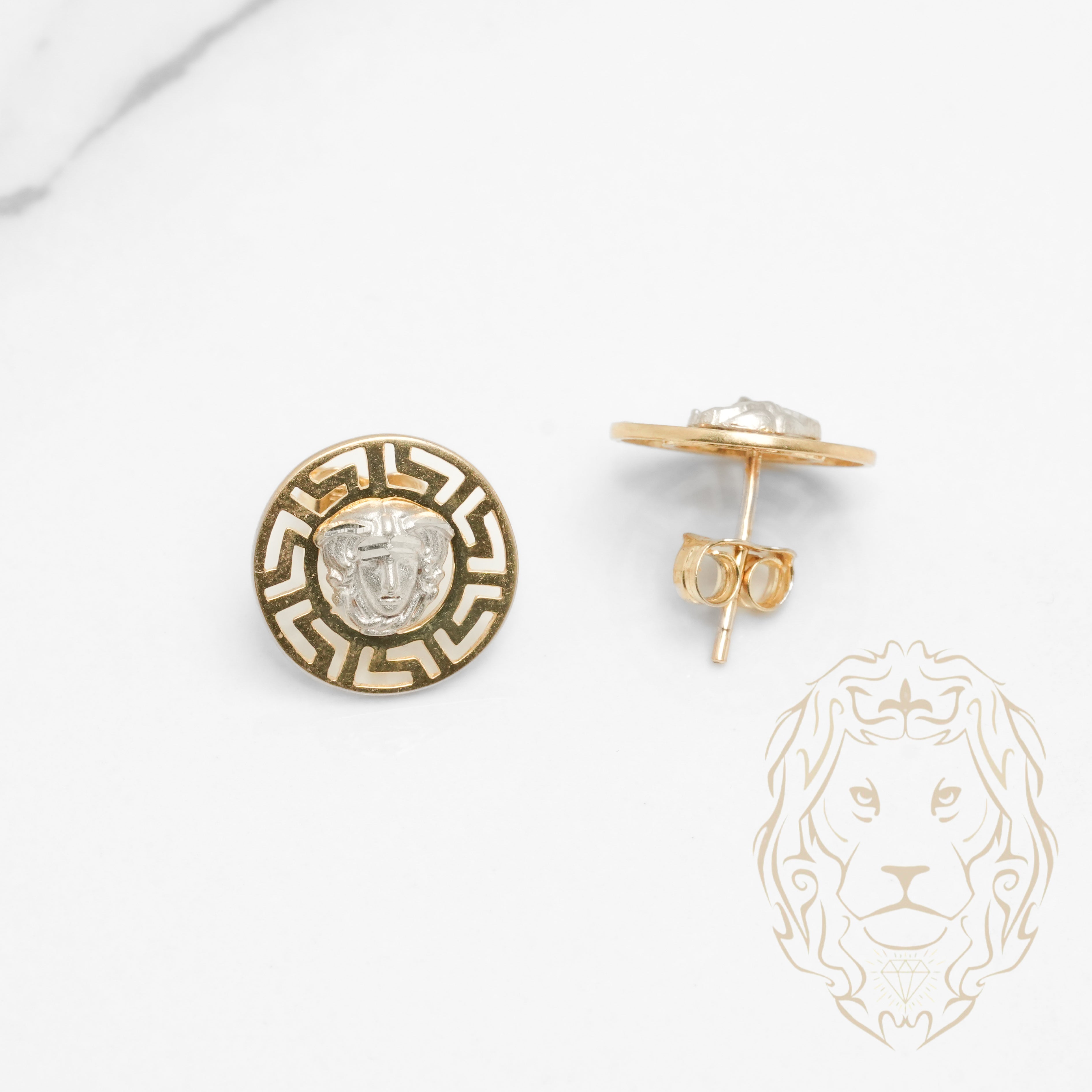 Studs - Or 10K deux tons jaune & blanc medusa coupe diamant - BOG880