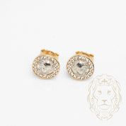Studs - Or 10K deux tons jaune & blanc medusa pavé de cz - BOG881