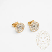 Studs - Or 10K deux tons jaune & blanc medusa pavé de cz - BOG881