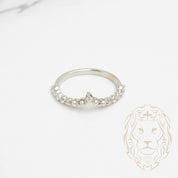 Bague - Or 10K blanc wishbone serti de perles naturels & diamants naturels 0.15CT - RIGD531