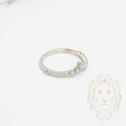 Bague - Or 10K blanc wishbone serti de perles naturels & diamants naturels 0.15CT - RIGD531