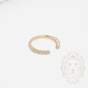 Bague - Or 10K jaune ouverte sertie de diamants lab 0.15CT coupe rond brillant - RIGL069