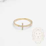 Bague - Or 10K jaune croix pavé de cz - RIG784