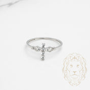 Bague - Or 10K blanc croix pavé de cz - RIG785