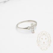 Bague - Or 10K blanc croix pavé de cz - RIG785