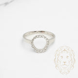 Bague - Or 10K blanc cercle pavé de cz - RIG786