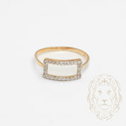 Bague - Or 10K jaune rectangle pavé de cz - RIG787