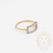 Bague - Or 10K jaune rectangle pavé de cz - RIG787