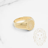 Bague - Or 10K jaune signet ovale pavé de cz - RIG790