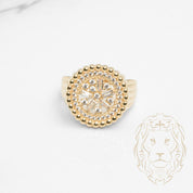 Bague cocktail - Or 10K jaune cercle grappe de pierres cz rond & baguette - RIG796