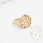 Bague cocktail - Or 10K jaune cercle grappe de pierres cz rond & baguette - RIG796