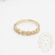 Bague - Or 10K jaune semi-éternité motif microbillé & pierre cz - RIG800