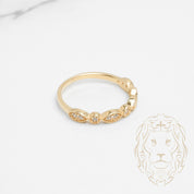 Bague - Or 10K jaune semi-éternité motif microbillé & pierre cz - RIG800