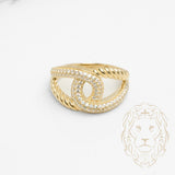 Bague - Or 10K jaune noeud twist & pavé de cz - RIG802