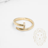 Bague - Or 10K jaune clou serti de pierres cz - RIG803