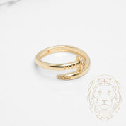 Bague - Or 10K jaune clou serti de pierres cz - RIG803