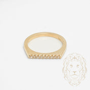 Bague - Or 10K jaune barre mince pavé de cz superposable - RIG808