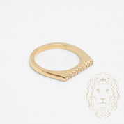 Bague - Or 10K jaune barre mince pavé de cz superposable - RIG808