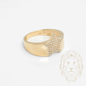 Bague - Or 10K jaune étoile pavé de cz - RIG812