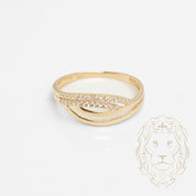 Bague - Or 10K jaune wave pavé cz - RIG816