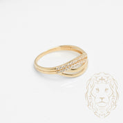 Bague - Or 10K jaune wave pavé cz - RIG816