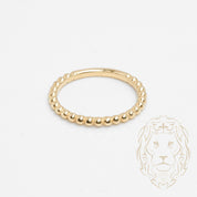 Bague - Or 10K jaune billes mince- RIG818