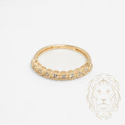 Bague - Or 10K jaune semi-éternité pierres cz coupe rond & microbillé - RIG819