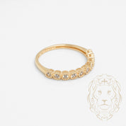 Bague - Or 10K jaune semi-éternité pierres cz coupe rond & microbillé - RIG819