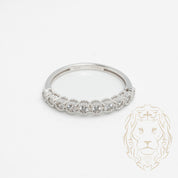 Bague - Or 10K blanc semi-éternité pierres cz coupe rond & microbillé - RIG820