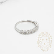 Bague - Or 10K blanc semi-éternité pierres cz coupe rond & microbillé - RIG820