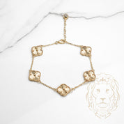 Bracelet - Or 10K jaune trèfles guillochés 12mm - BRG674