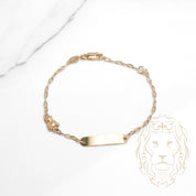 Bracelet - Or 10K jaune barre gravable 4mm avec nounours coupe diamant - BRG673