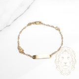 Bracelet - Or 10K jaune barre gravable 4mm avec nounours coupe diamant - BRG673