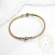 Bracelet jonc - Or 10K deux tons jaune & blanc ball clasp - BRG675