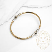 Bracelet jonc - Or 10K deux tons jaune & blanc ball clasp - BRG675