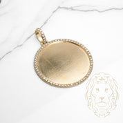 Pendentif - Or 10K jaune pendentif photo pavé de diamant lab 2.00CT coupe rond brillant - PEGL040