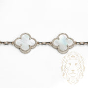 Bracelet - Or 10K blanc trèfles en nacre 15mm - BRG669