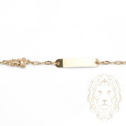 Bracelet - Or 10K jaune barre gravable 4mm avec nounours coupe diamant - BRG673