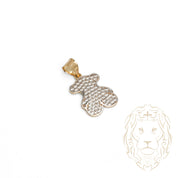 Pendentif - Or 10K deux tons jaune & blanc contour ourson pavé de cz - PEG756