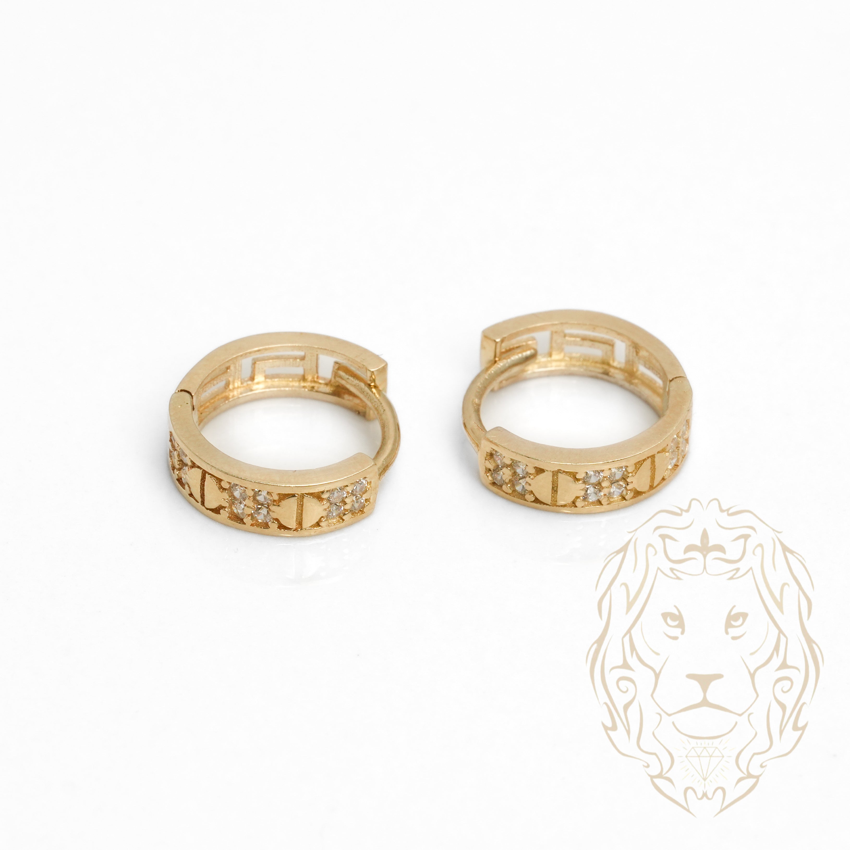 Huggies - Or 10K jaune motif amour pavé de cz 3.5mm X 10mm - BOG886