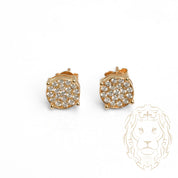 Studs - Or 10K jaune cercle pavé de diamants naturels 0.60CT coupe rond brillant - BOGD020