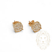 Studs - Or 10K jaune cercle pavé de diamants naturels 0.60CT coupe rond brillant - BOGD020